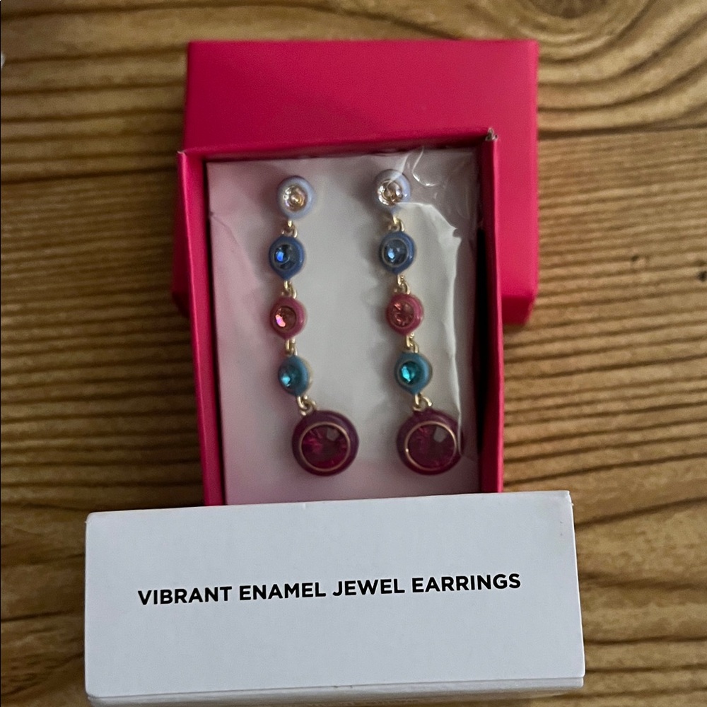 Vibrant Enamel Jewel Earrings - Multicolor